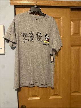 Disney Gray Mickey Mouse Short Sleeve Tee with Yellow & Red Accent